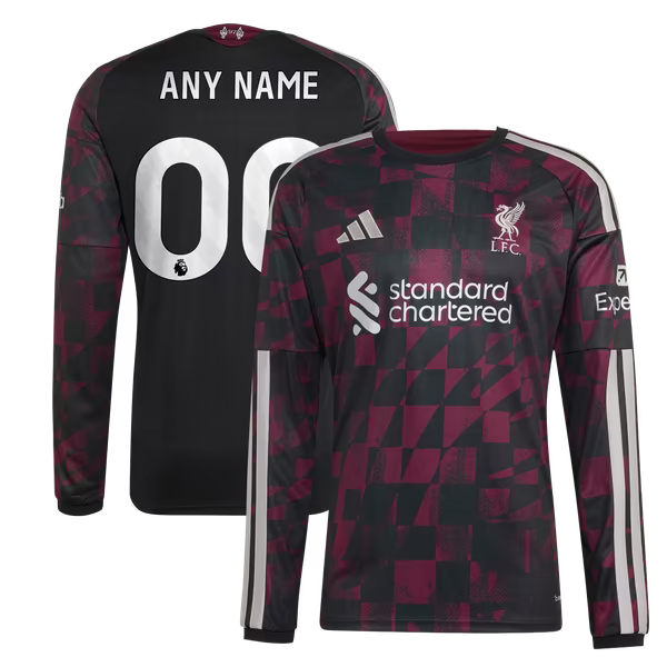 Liverpool Official-Adidas 2026/27 Third Replica Custom Long Sleeve Jersey - Black