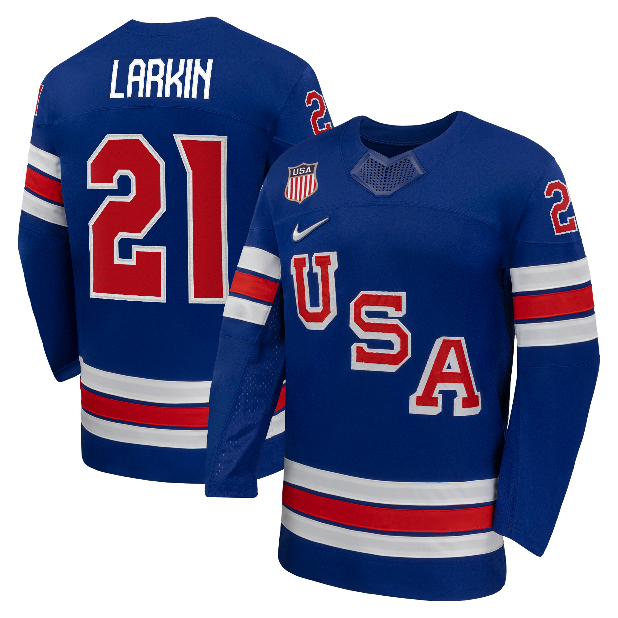 Teams Fans Shop Dylan Larkin Nike US Hockey 2026 Home Jersey Royal