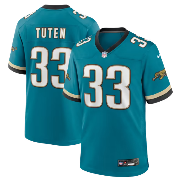 Bhayshul Tuten Jacksonville Jaguars Official-Nike Alternate 2 Game Jersey - Teal