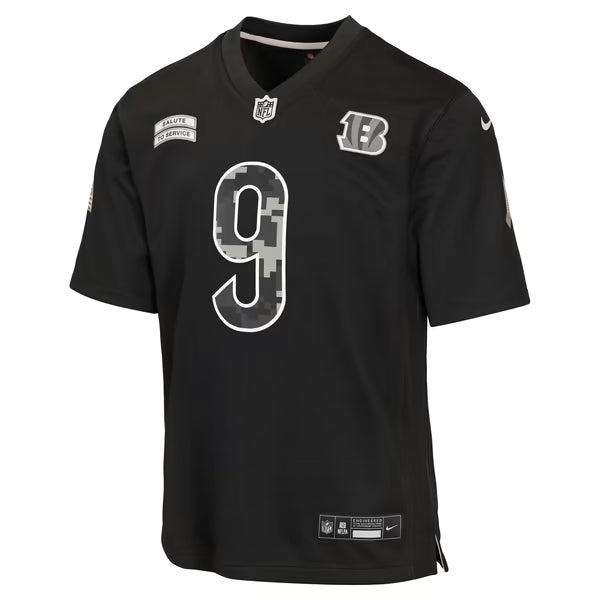 Joe Burrow Cincinnati Bengals Official-Nike Youth 2026 Salute to Service Game Jersey - Black