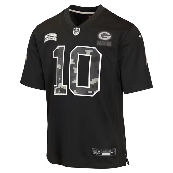 Jordan Love Green Bay Packers Official-Nike Youth 2026 Salute to Service Game Jersey - Black