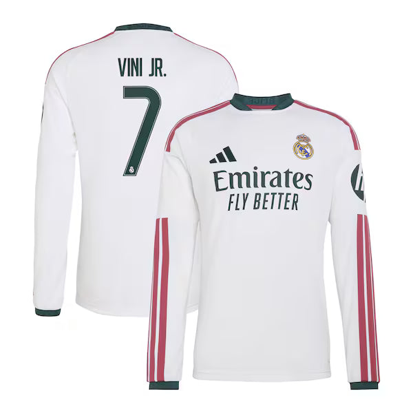 Vini Jr. Real Madrid Official-Adidas 2026/27 Home Replica Long Sleeve Jersey - White