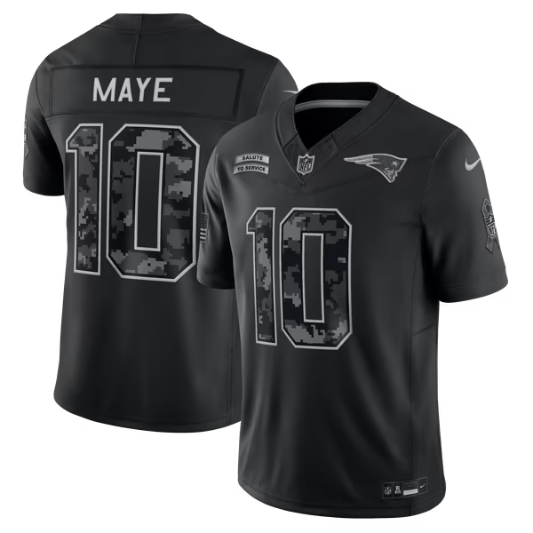 Drake Maye New England Patriots Official-Nike 2026 Salute to Service Stitched Limited Jersey - Black