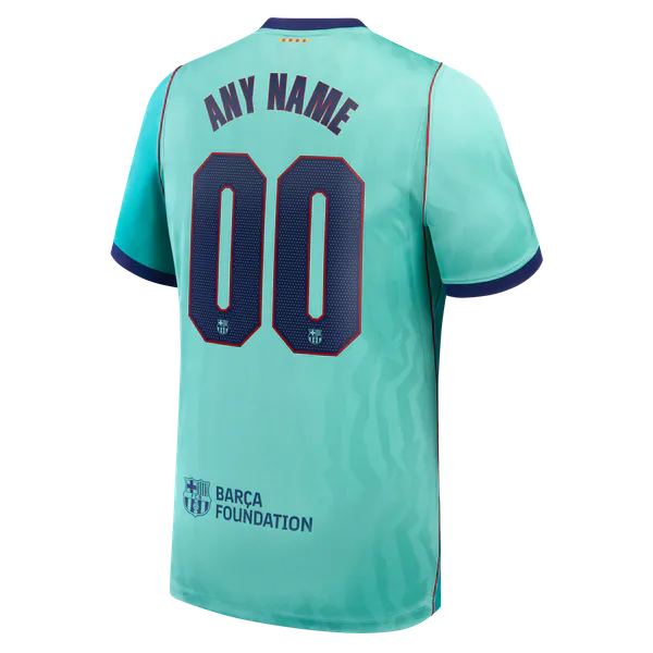 Barcelona Official-Nike 2026/27 Third Stadium Replica Custom Jersey - Turquoise