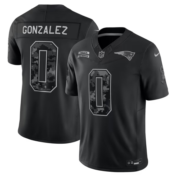 Christian Gonzalez New England Patriots Official-Nike 2026 Salute to Service Stitched Limited Jersey - Black