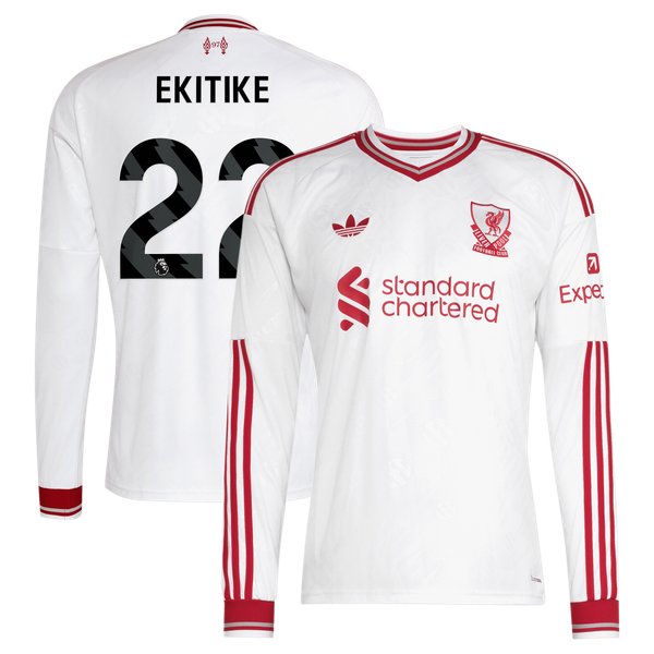 Hugo Ekitike Liverpool Official-Adidas 2026/27 Away Replica Long Sleeve Jersey - White