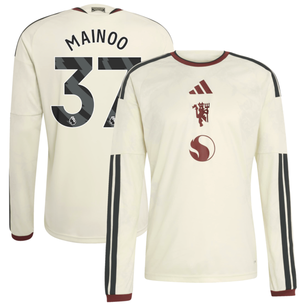 Kobbie Mainoo Manchester United Official-Adidas 2026/27 Third Replica Long Sleeve Jersey - Cream