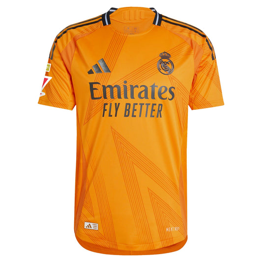 adidas Cristiano Ronaldo 2025 Real Madrid jersey in orange with Emirates Fly Better logo