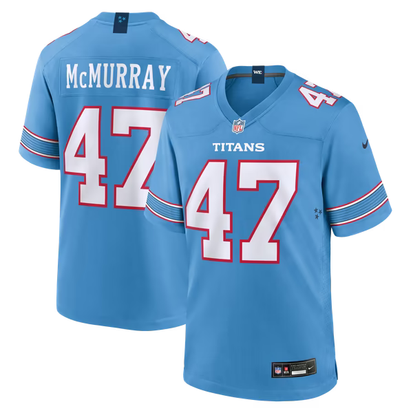 Jalen McMurray Tennessee Titans Official-Nike Team Game Jersey - Light Blue
