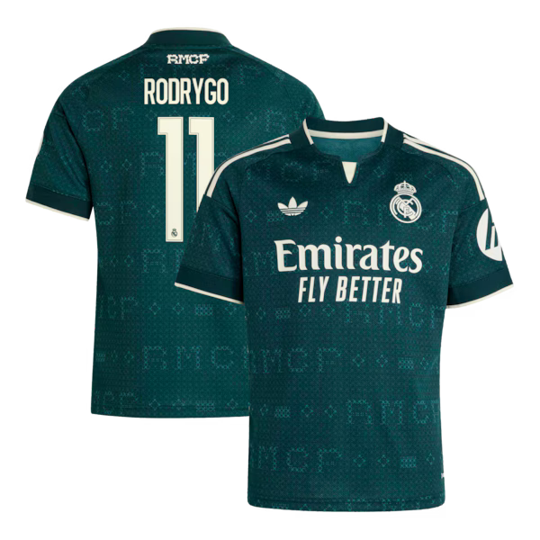 Rodrygo Real Madrid Official-Adidas Youth 2026/27 Away Replica Jersey - Green