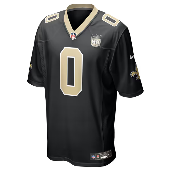Jordyn Tyson New Orleans Saints Official-Nike 60th Season Patch Game Jersey - Black