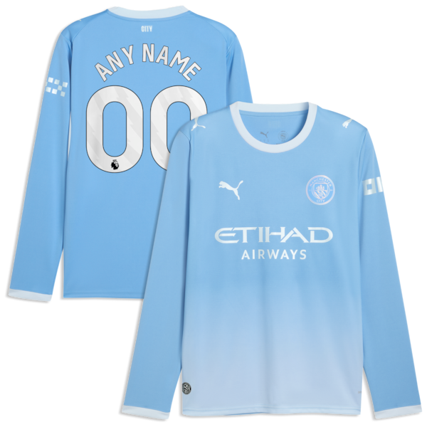 Official-Puma Manchester City 2026/27 Home Replica Long Sleeve Custom Jersey Light Blue
