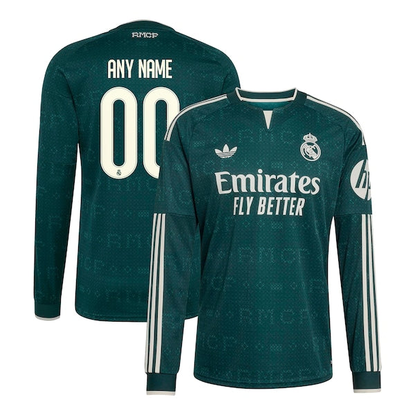 Real Madrid Official-Adidas 2026/27 Away Replica Custom Long Sleeve Jersey - Green
