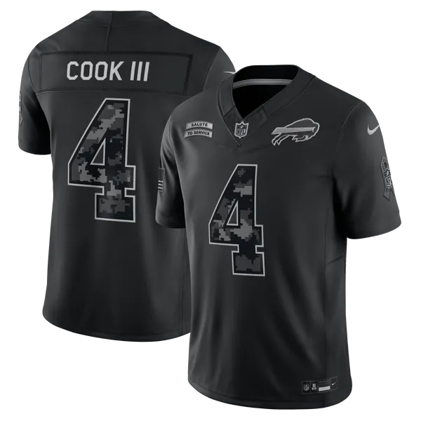 James Cook III Buffalo Bills Official-Nike 2026 Salute to Service Stitched Limited Jersey - Black