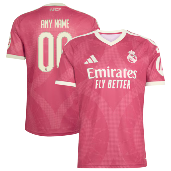Real Madrid Official-Adidas 2026/27 Third Replica Custom Jersey - Pink