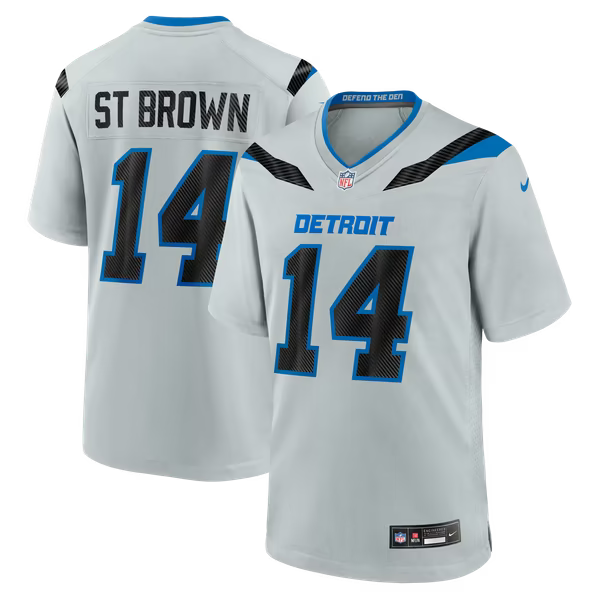 Amon-Ra St. Brown Detroit Lions Official-Nike 2026 Rivalries Collection Game Jersey - Silver