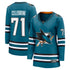 Teams Fans Shop Women's Fanatics Macklin Celebrini Teal Sharks Jersey