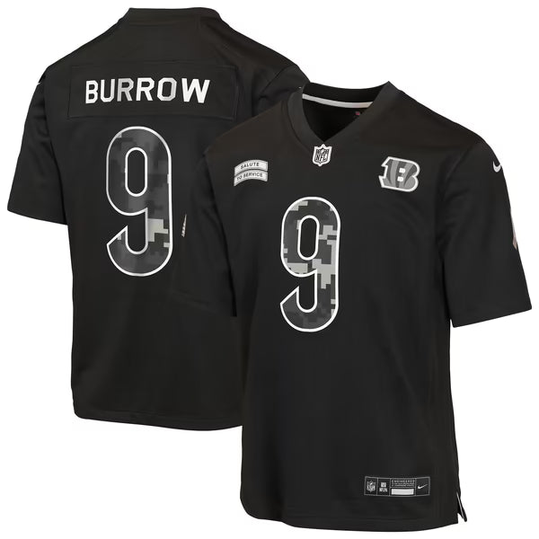 Joe Burrow Cincinnati Bengals Official-Nike Youth 2026 Salute to Service Game Jersey - Black