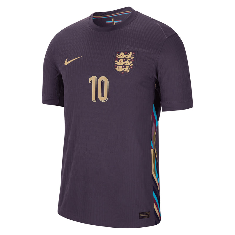 England Nike Dri Fit Adv Away Match Shirt 2024 with Bellingham 10 printing Jersey - Purple