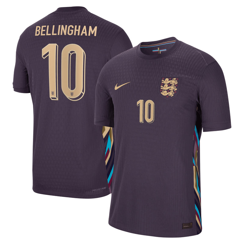 England Nike Dri Fit Adv Away Match Shirt 2024 with Bellingham 10 printing Jersey - Purple