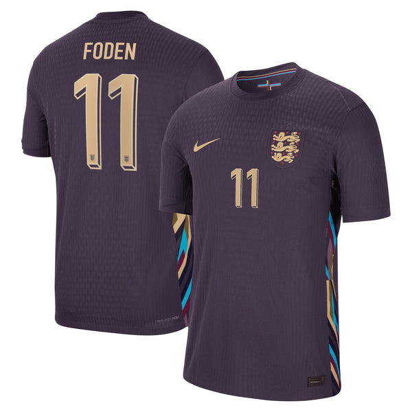 England Nike Dri Fit Adv Away Match Shirt 2024 with Foden 11 printing Jersey - Purple