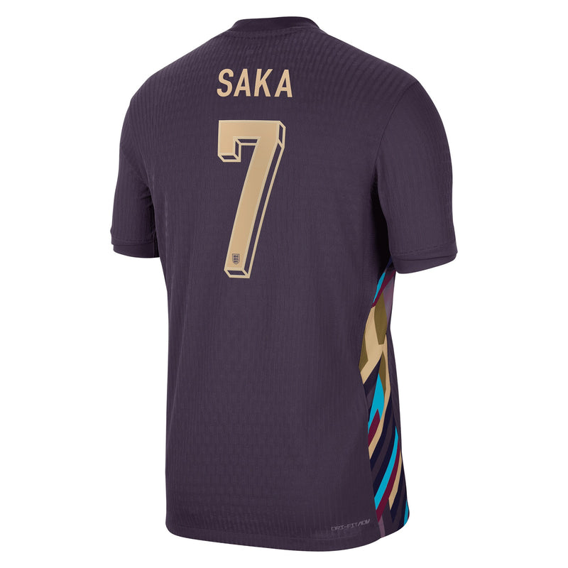 England Nike Dri Fit Adv Away Match Shirt 2024 with Saka 7 printing Jersey - Purple