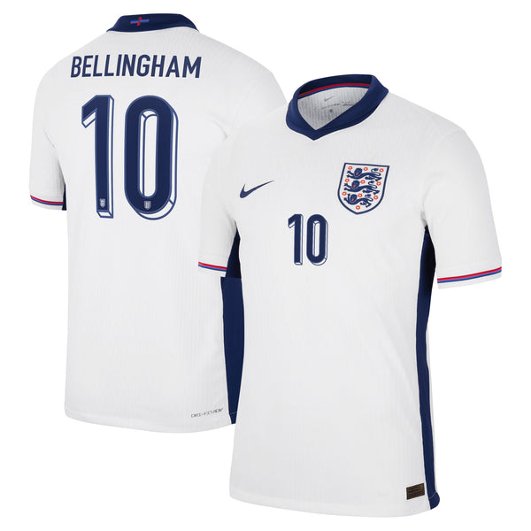 England Nike Dri Fit Adv Home Match Shirt 2024 with Bellingham 10 printing Jersey - White