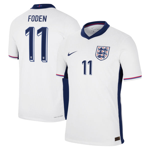 England Nike Dri Fit Adv Home Match Shirt 2024 with Foden 11 printing Jersey - White