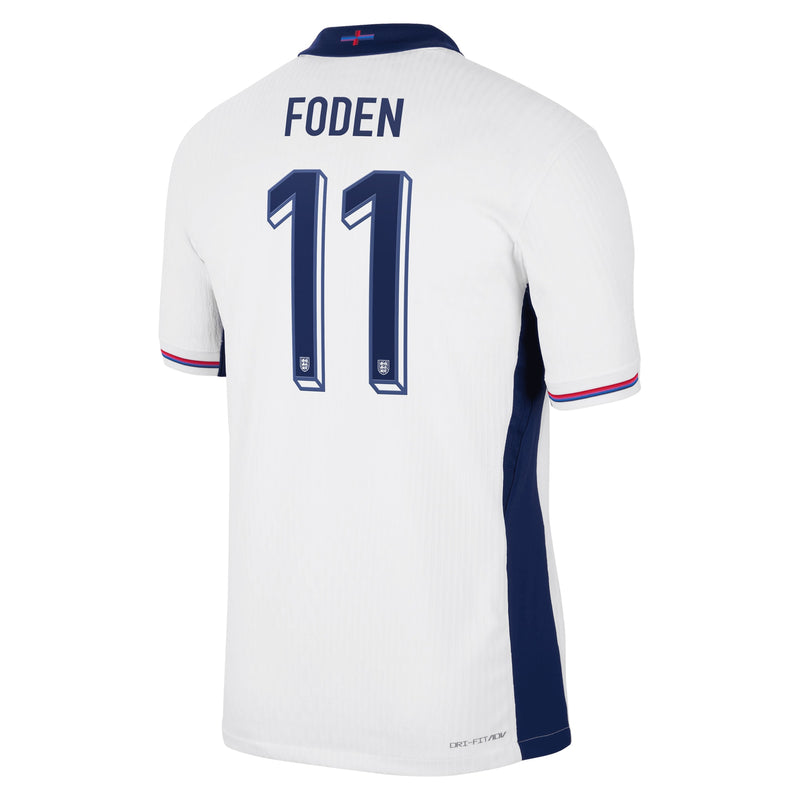 England Nike Dri Fit Adv Home Match Shirt 2024 with Foden 11 printing Jersey - White