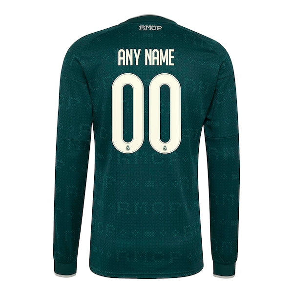 Real Madrid Official-Adidas 2026/27 Away Replica Custom Long Sleeve Jersey - Green