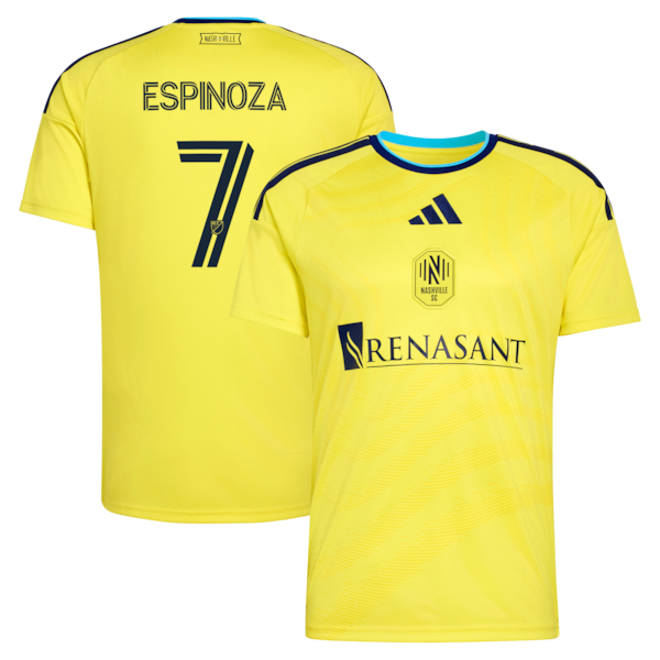 Official-Adidas Cristian Espinoza Nashville SC 2026 The Reverb Kit Replica Custom Jersey Yellow