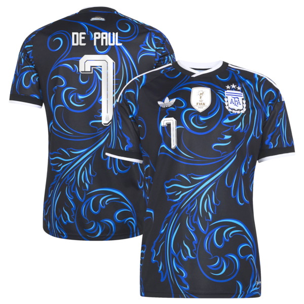 Official-Adidas Rodrigo De Paul Argentina National Team 2026 Away Replica Jersey Black