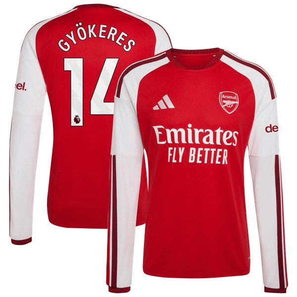 Viktor Gyökeres Arsenal Official-Adidas 2026/27 Home Replica Long Sleeve Jersey - Red