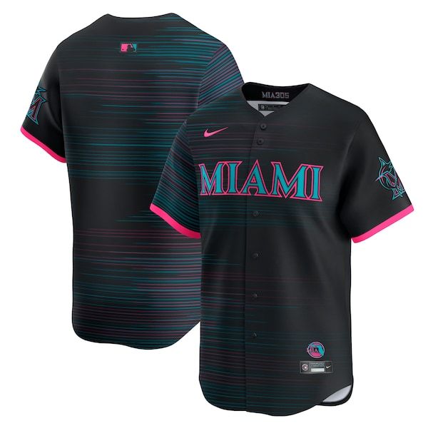 Official-Nike Miami Marlins 2025 City Connect Limited Jersey Black