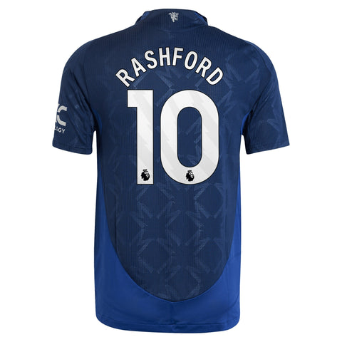 Manchester United EPL adidas Away Shirt 2024-25 with Rashford 10 printing Jersey - Blue