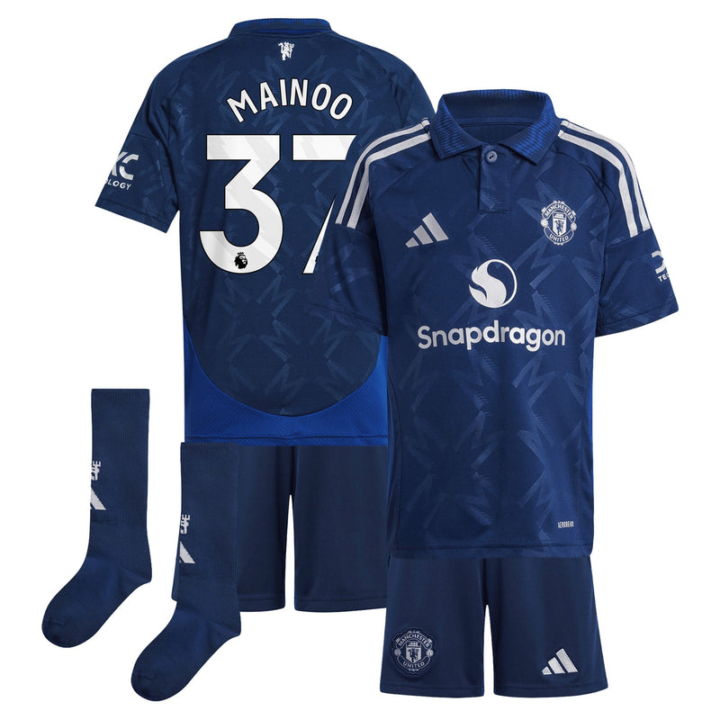 Manchester United EPL adidas Away Shirt 2024-2025 with Mainoo 37 printing Jersey - Blue