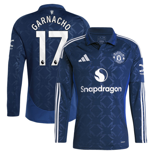 Manchester United EPL adidas Away 2024-25 - Long sleeve with Garnacho 17 printing Jersey - Blue