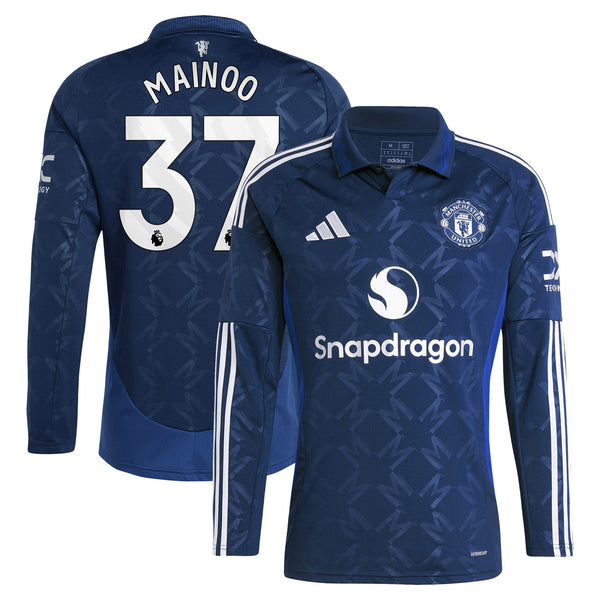 Manchester United EPL adidas Away 2024-2025 - Long sleeve with Mainoo 37 printing Jersey - Blue