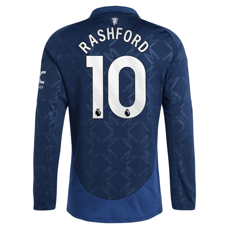 Manchester United EPL adidas Away 2024-2025 - Long sleeve with Rashford 10 printing Jersey - Blue