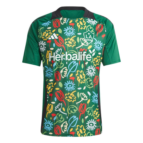 LA Galaxy adidas 2024 One Planet Pre-Match Top - Green