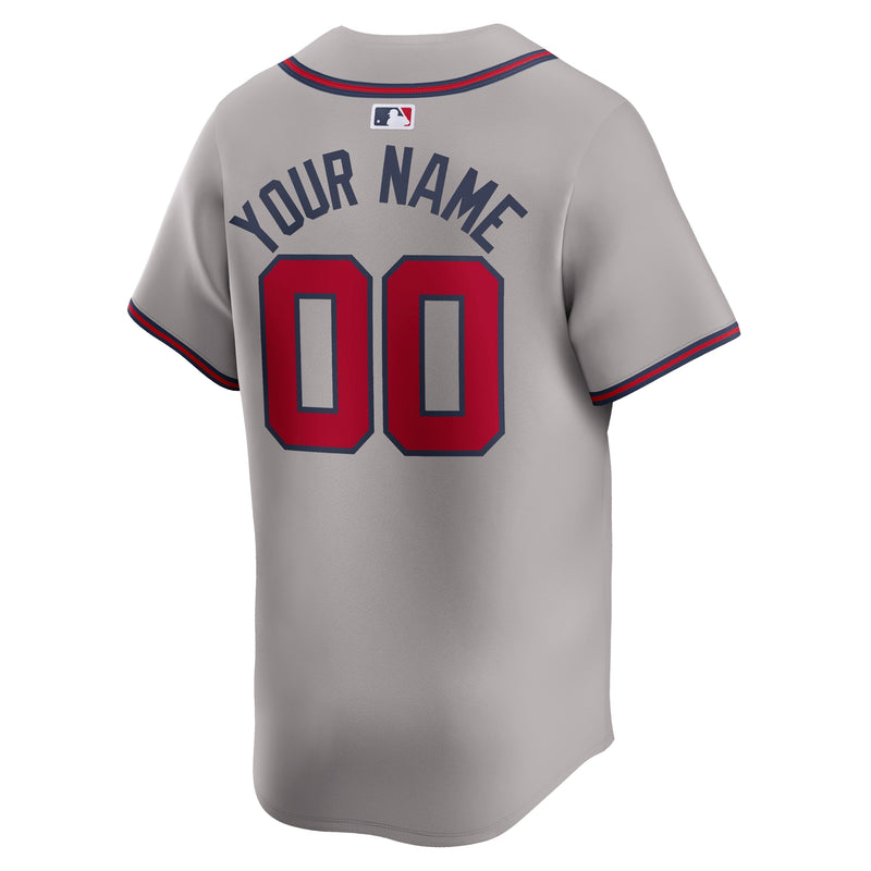 Atlanta Braves Nike Away Limited Custom Jersey - Gray