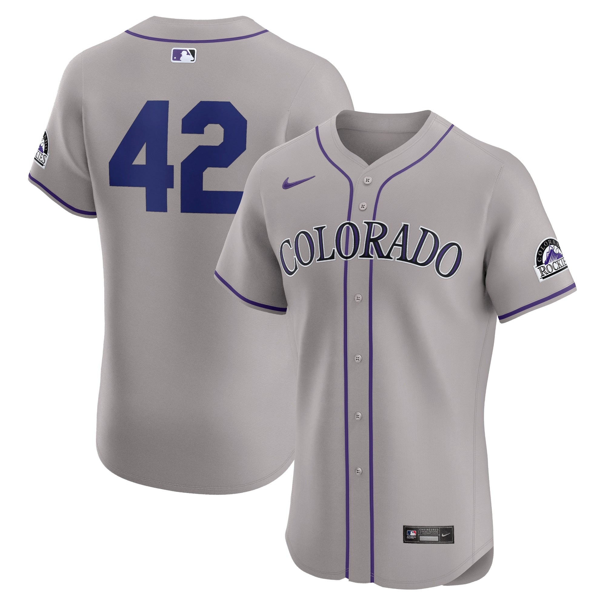 Colorado Rockies Nike Road 2024 Jackie Robinson Day Elite Jersey - Gray