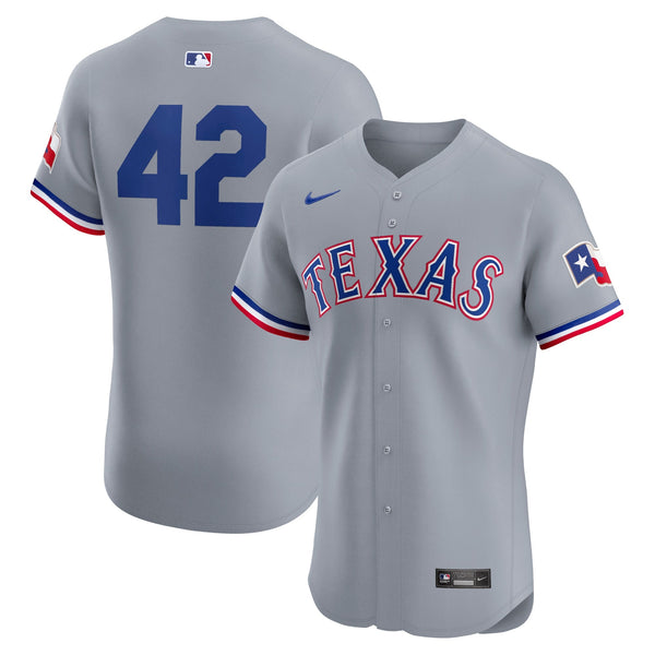 Texas Rangers Nike Road 2024 Jackie Robinson Day Elite Jersey - Gray