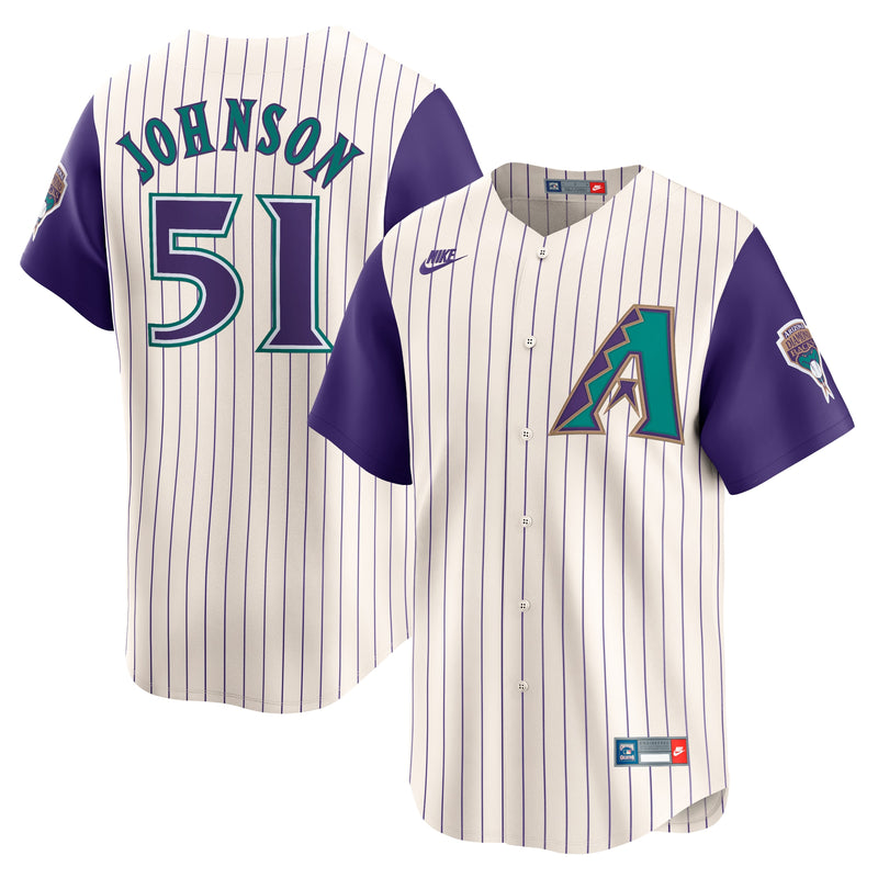 Randy Johnson Arizona Diamondbacks Nike Throwback Cooperstown Collection Limited Jersey - Cream